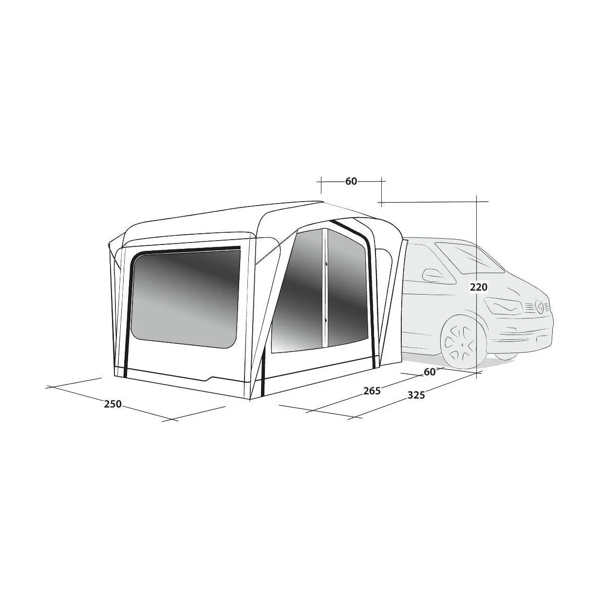 Outwell Crossville 250SA Air Drive-Away Campervan Air Awning 175-200cm