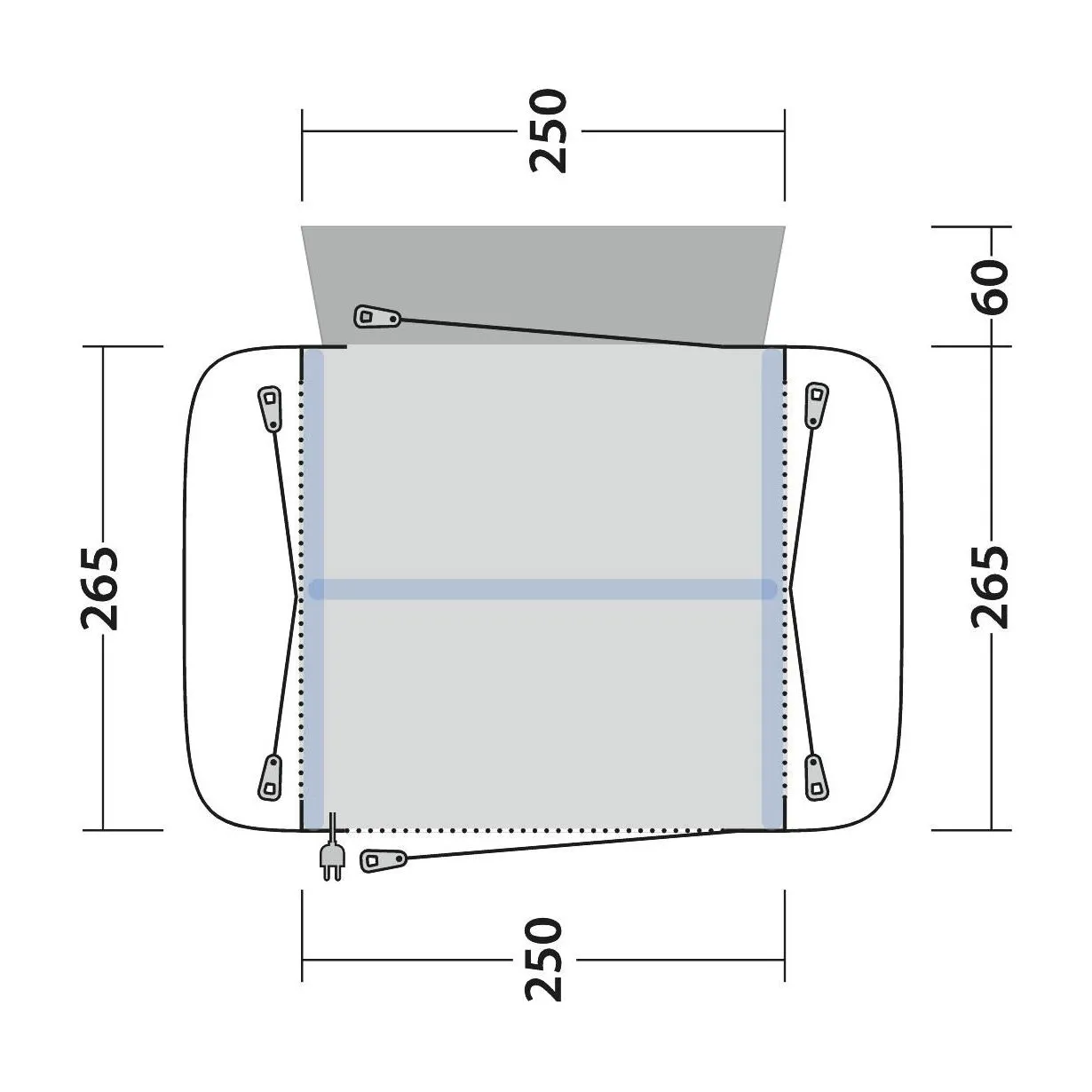 Outwell Crossville 250SA Air Drive-Away Campervan Air Awning 175-200cm