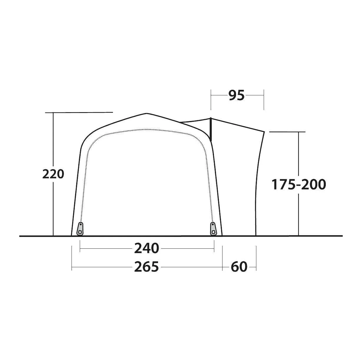 Outwell Crossville 250SA Air Drive-Away Campervan Air Awning 175-200cm