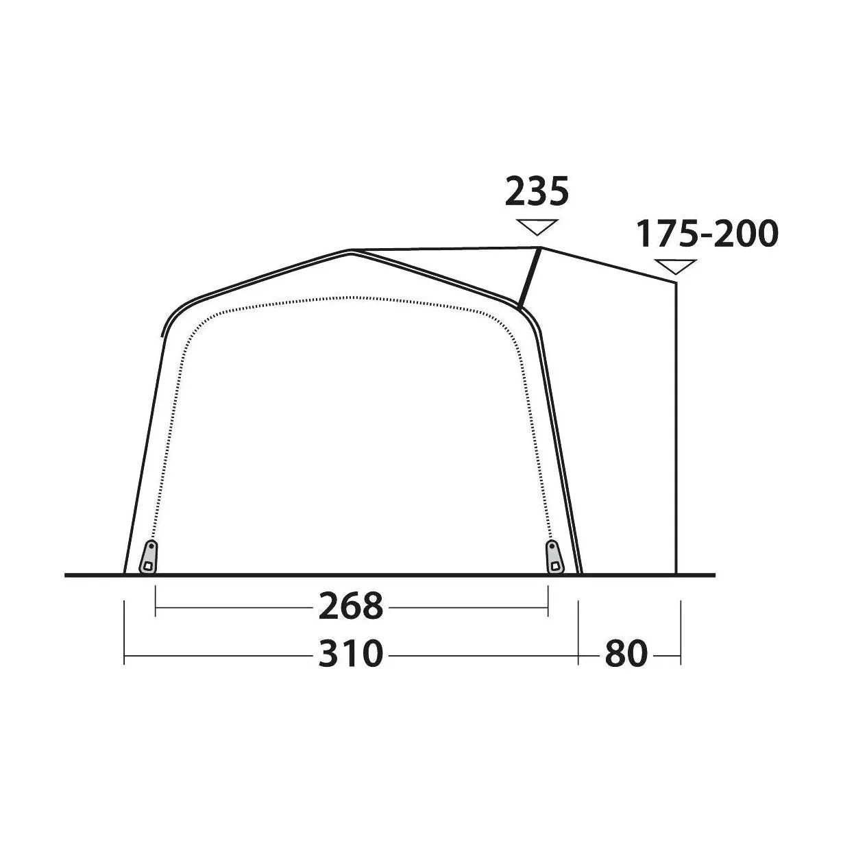 Outwell Jonesville 290SA Flex Drive-Away Awning Campervan 175 - 200 cm