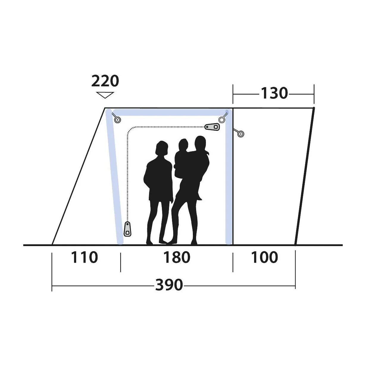 Outwell Jonesville 290SA Flex Drive-Away Awning Campervan 175 - 200 cm