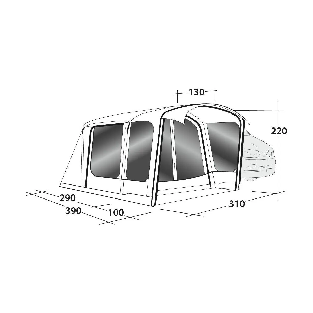 Outwell Jonesville 290SA Flex Drive-Away Awning Campervan 175 - 200 cm