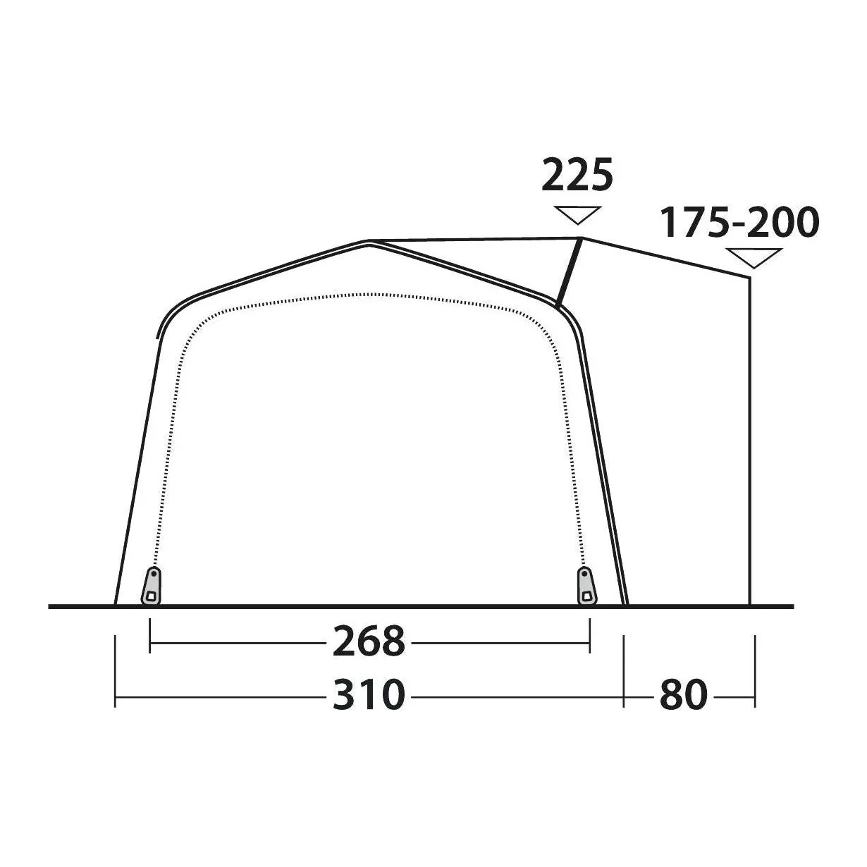 Outwell Jonesville 440SA Flex Drive-Away Awning Campervan 175 - 200 cm