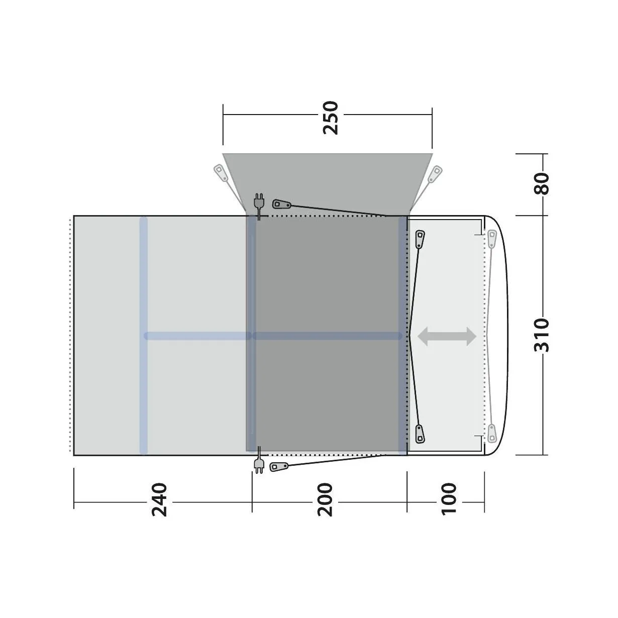 Outwell Jonesville 440SA Flex Drive-Away Awning Campervan 175 - 200 cm