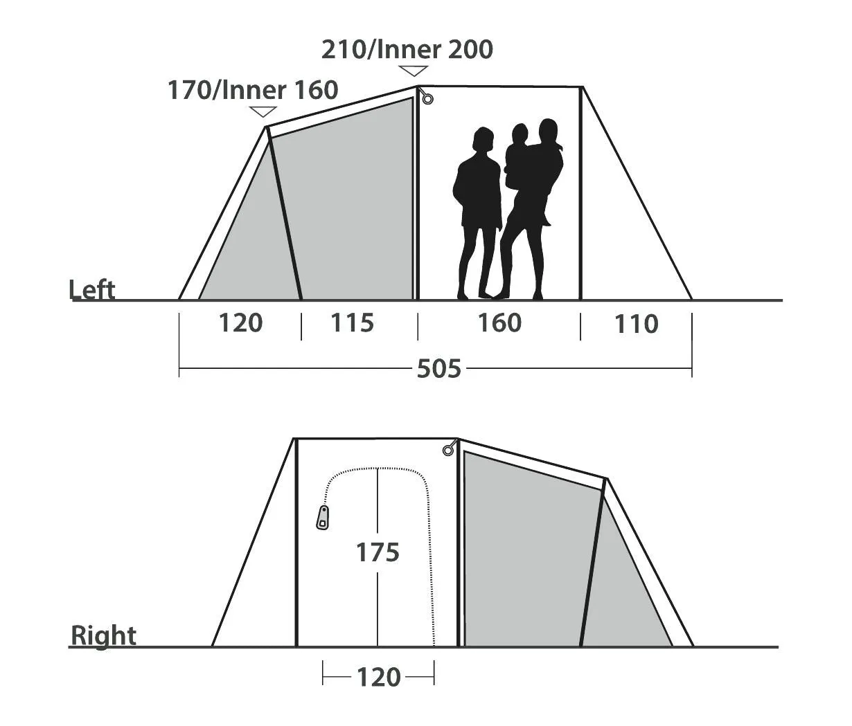 Outwell Nevada 5 Pole Tent Green 5 Person