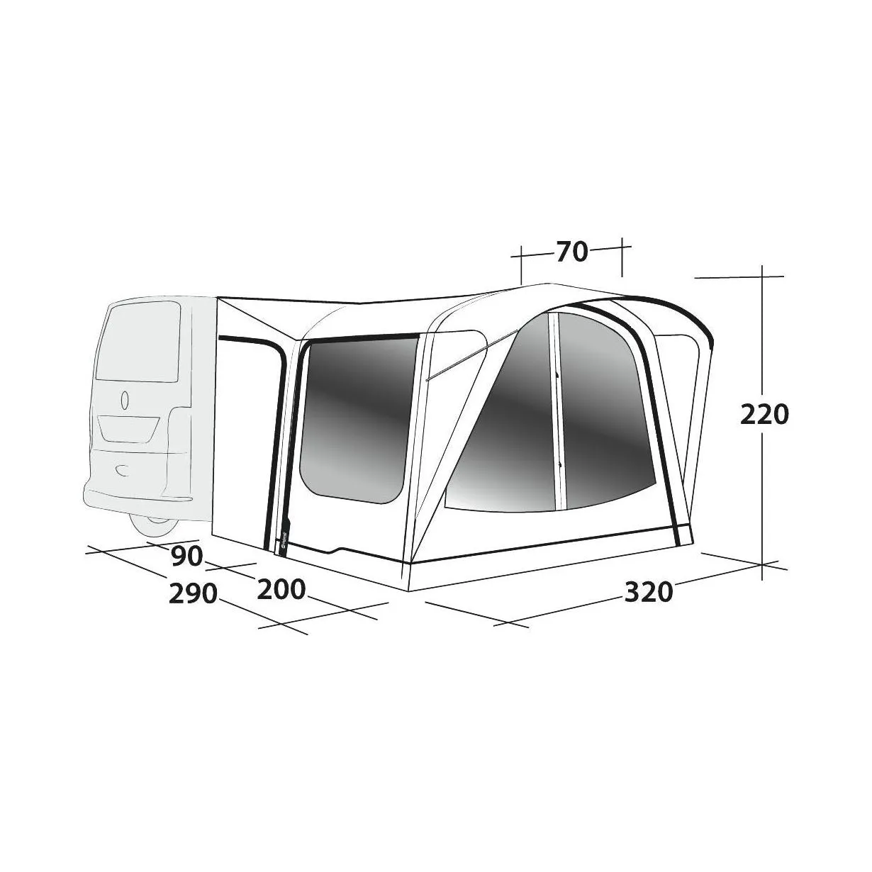 Outwell Parkville 200SA  Inflatable Driveaway Campervan Awning