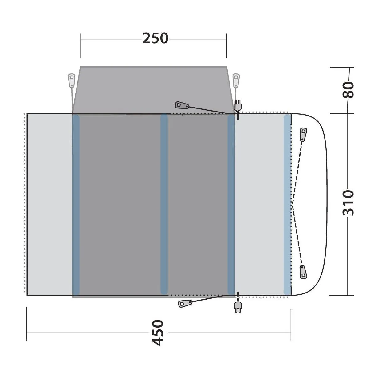 Outwell Wolfburg 450 Air Drive-Away Campervan Air Awning 175-200cm