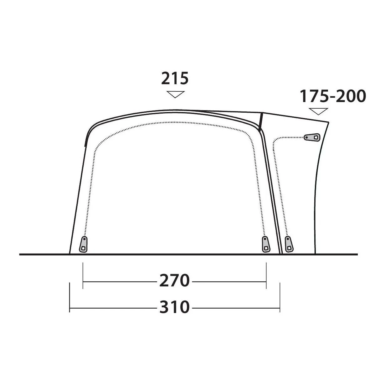 Outwell Wolfburg 450 Air Drive-Away Campervan Air Awning 175-200cm