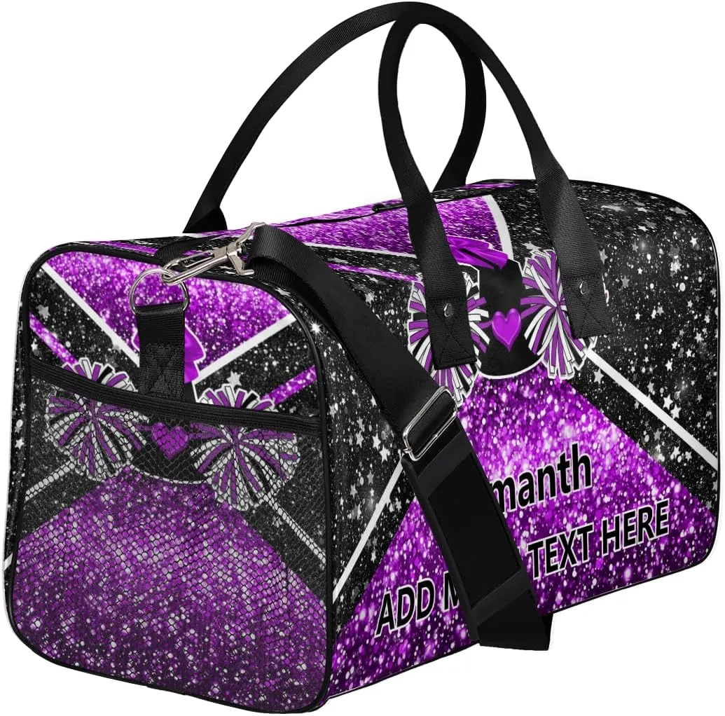 Overnight Shoulder Bag for Women Men Personalized Foldable Cheer Travel Workout Bag Carry on Weekender Bag for Sports Camping Gym