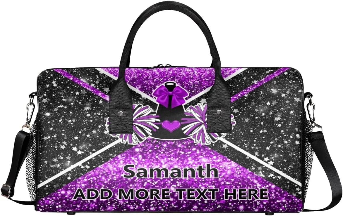 Overnight Shoulder Bag for Women Men Personalized Foldable Cheer Travel Workout Bag Carry on Weekender Bag for Sports Camping Gym