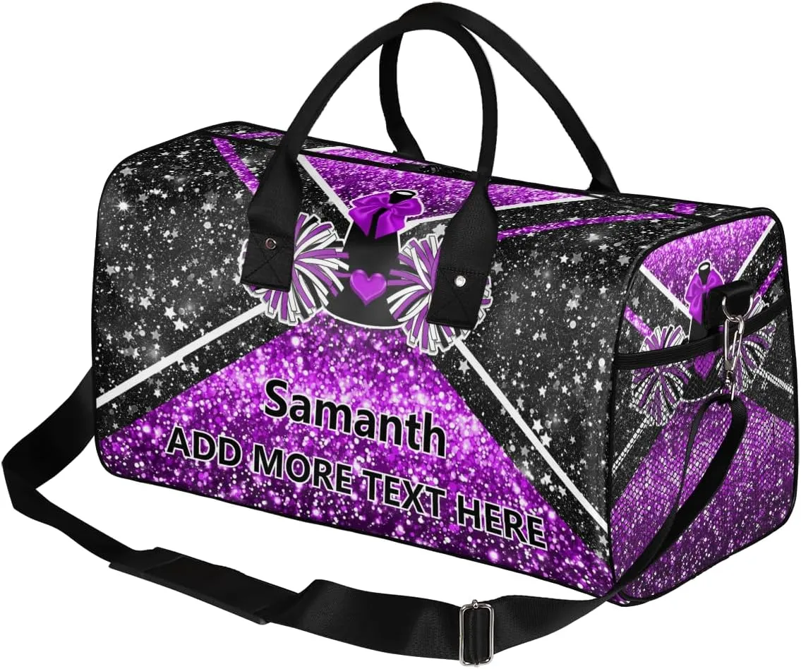 Overnight Shoulder Bag for Women Men Personalized Foldable Cheer Travel Workout Bag Carry on Weekender Bag for Sports Camping Gym