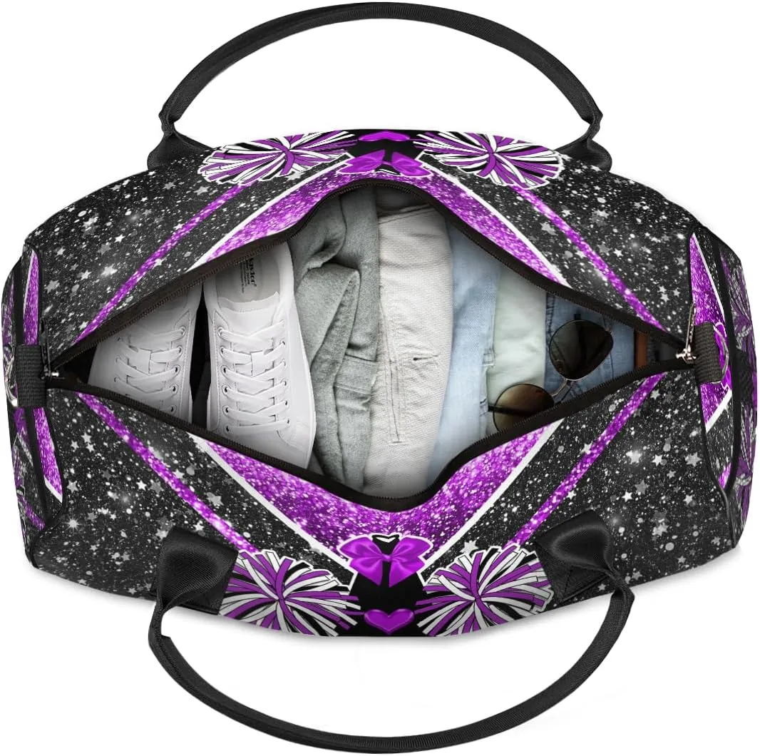 Overnight Shoulder Bag for Women Men Personalized Foldable Cheer Travel Workout Bag Carry on Weekender Bag for Sports Camping Gym