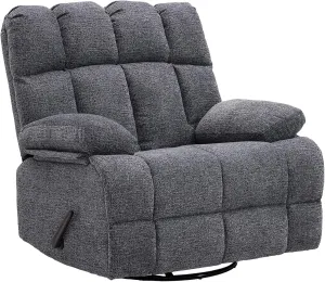 Oversized Rocker Chair, Lazy Boy Recliner Chair for Big Man, Extra Wide Manual Swivel Recliner, Overstuffed Soft Rocking Sofa Chair（Light Grey）