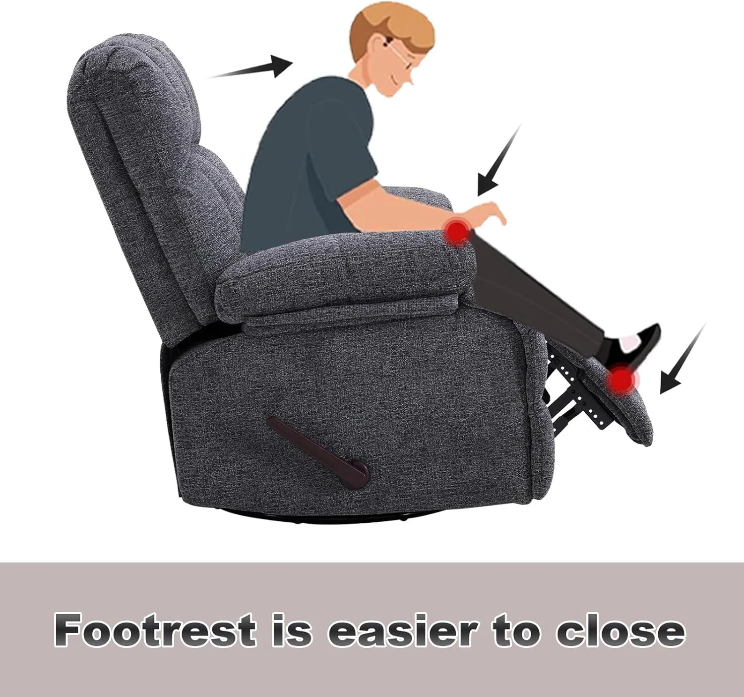 Oversized Rocker Chair, Lazy Boy Recliner Chair for Big Man, Extra Wide Manual Swivel Recliner, Overstuffed Soft Rocking Sofa Chair（Light Grey）