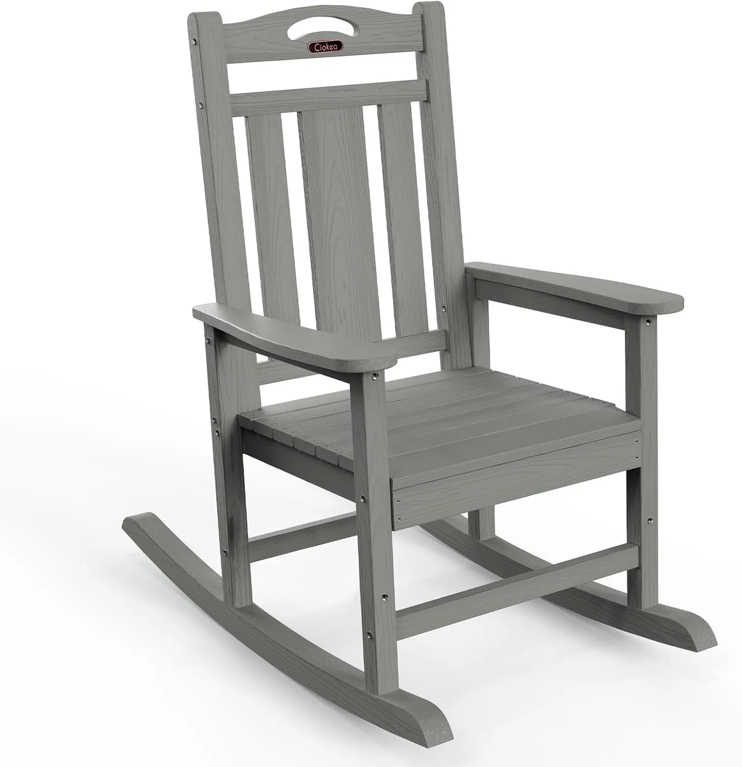 Oversized Rocking Chair Outdoor, HDPE Poly Rocking Chair, All Weather Porch Rocker for Deck Patio Balcony, 380lbs, Grey