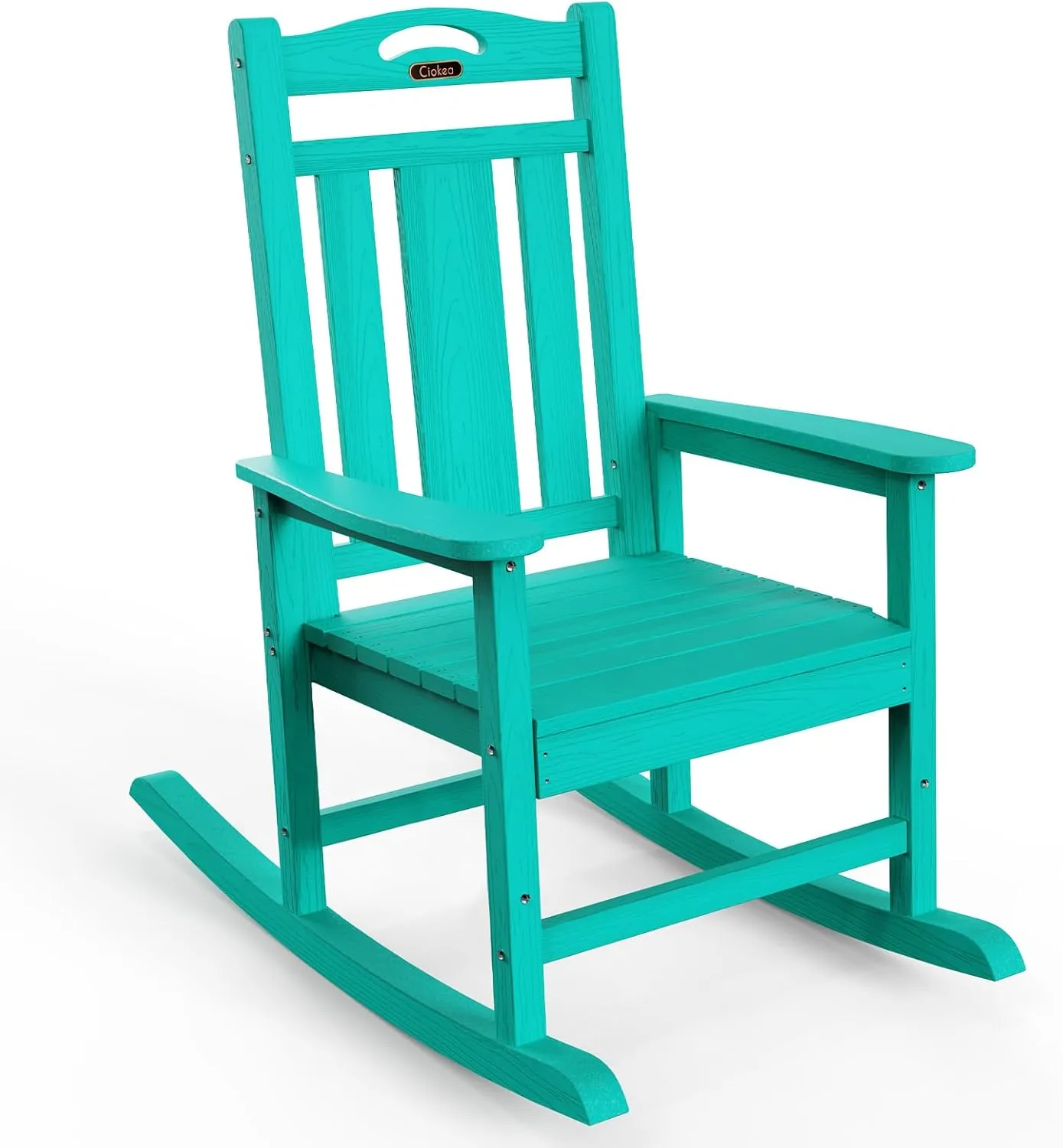 Oversized Rocking Chair Outdoor, HDPE Poly Rocking Chair, All Weather Porch Rocker for Deck Patio Balcony, 380lbs, Lakeblue