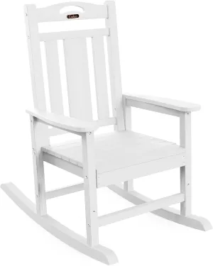 Oversized Rocking Chair Outdoor, HDPE Poly Rocking Chair, All Weather Porch Rocker for Deck Patio Balcony, 380lbs, White
