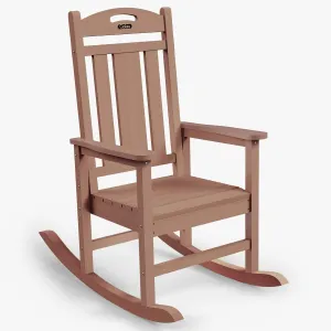 Oversized Rocking Chair Outdoor, HDPE Poly Rocking Chair, All Weather Porch Rocker forDeck Patio Balcony, 380lbs, Teak