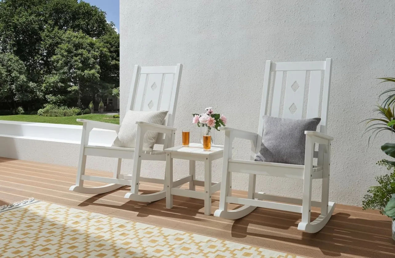 Oversized Rocking Chair, Outdoor Rocking Chair for Adults, All Weather Resistant Porch Rocker for Lawn Garden, 350lbs Weight Capacity