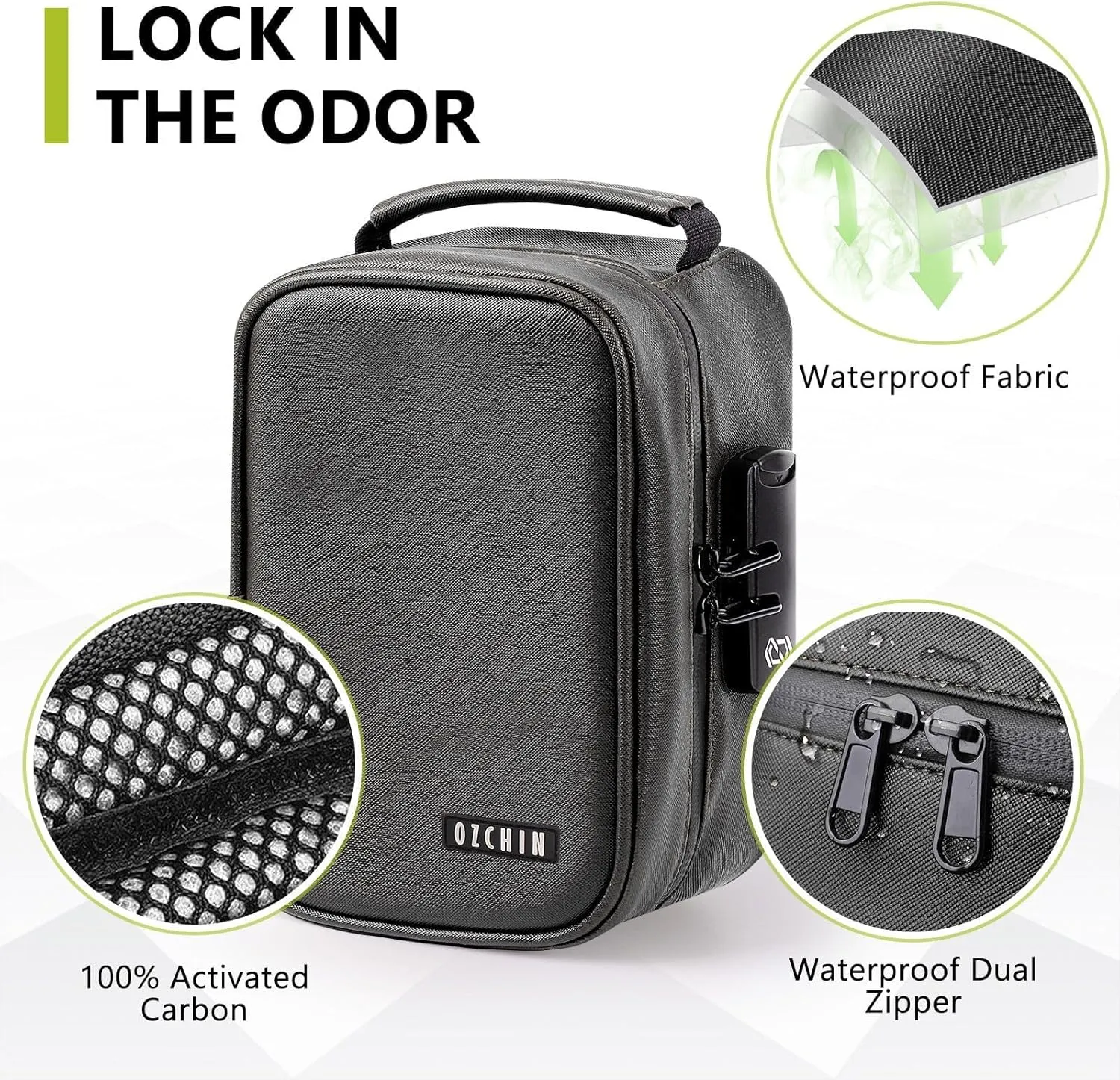 OZCHIN Smell Proof Bag with Combination Lock Tobacco Pipe Pouch Bag File Organizer Case Container Medicine Lock Box Odorless Storage Bag Great Gift for Friend