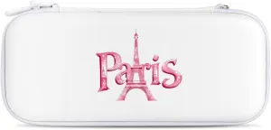 Paris with Eiffel Tower Hard Shell Travel Case with Rope 15 Game Card Pockets Compatible with Switch Protective