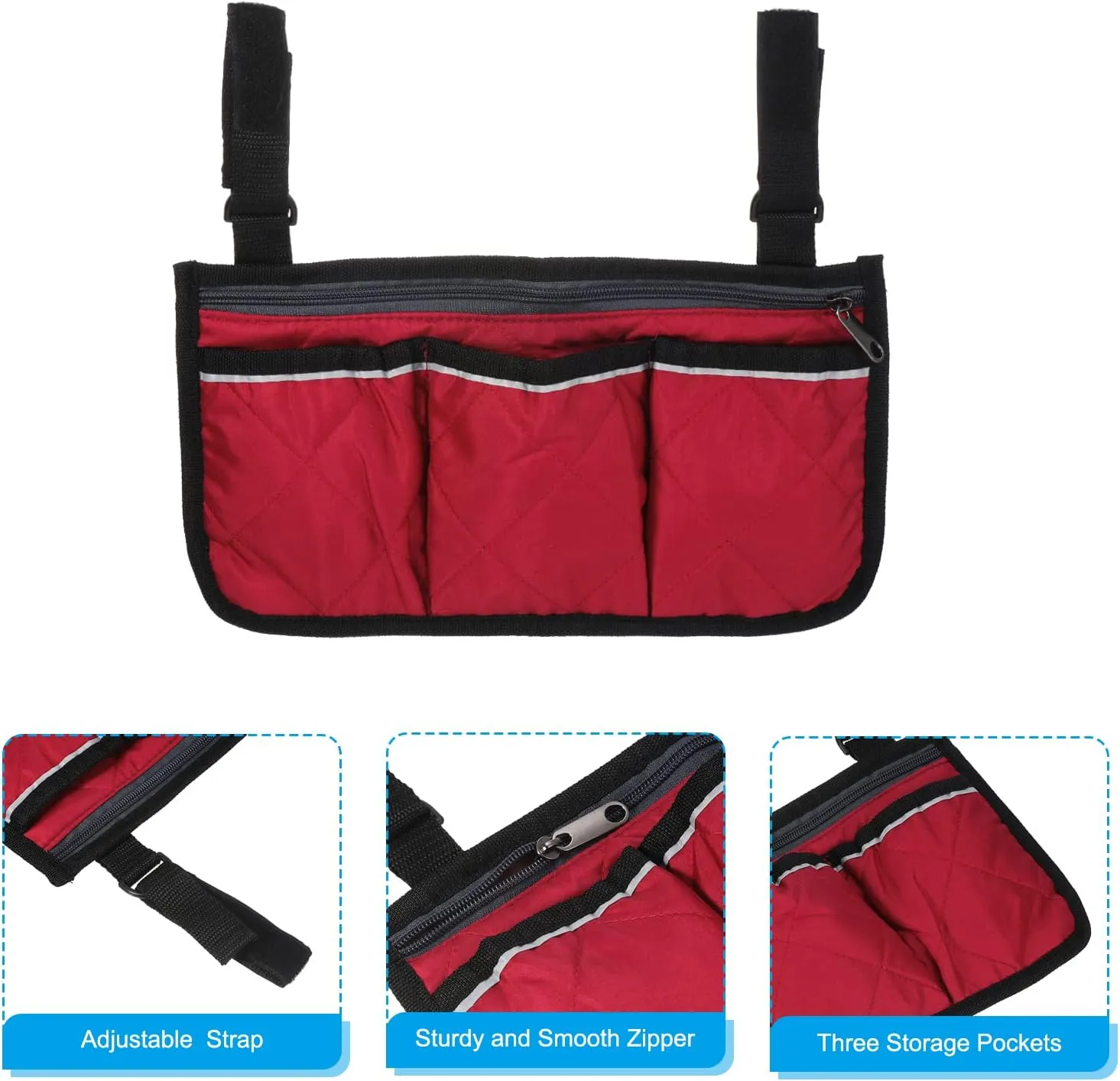 PATIKIL Beach Chair Armrest Bag, Waterproof Beach Chair Hanging Storage Pouch Arm Rest Magazine Snack Bag with 4 Pockets for Camping Outdoors