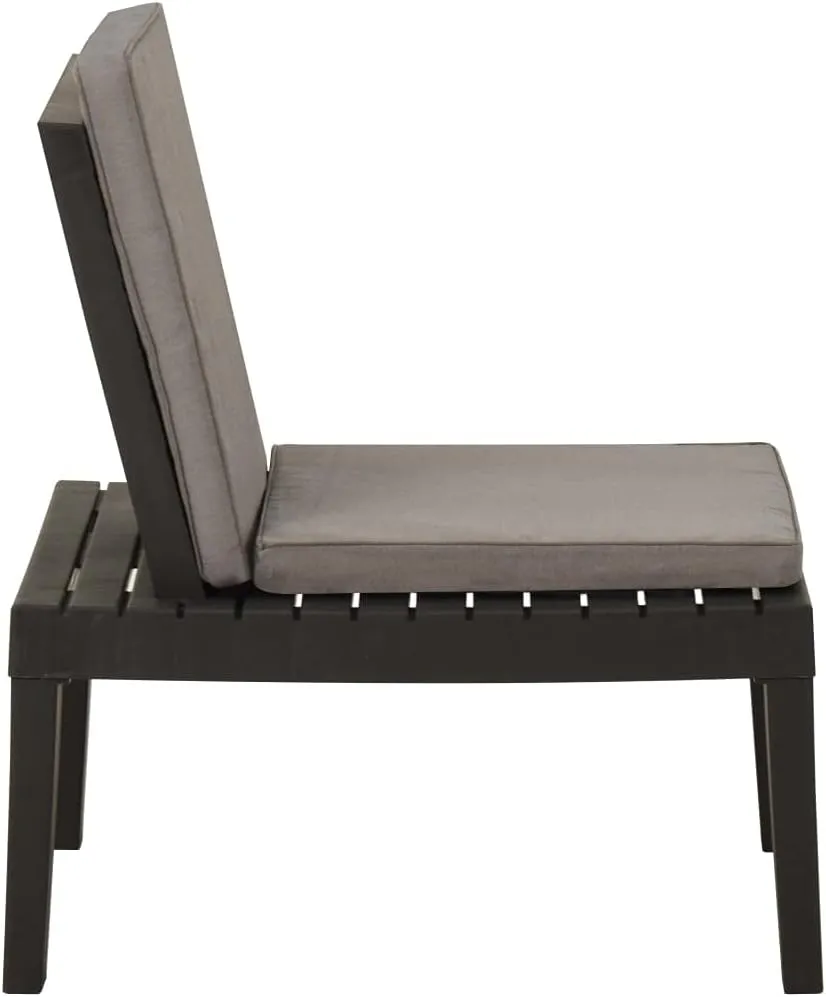 Patio Lounge Chair with Cushion Plastic Gray - Outdoor Chair for Patio, Garden, Deck, and Sunbathing - Lightweight, Easy-Clean Design with Removable Washable Cushions
