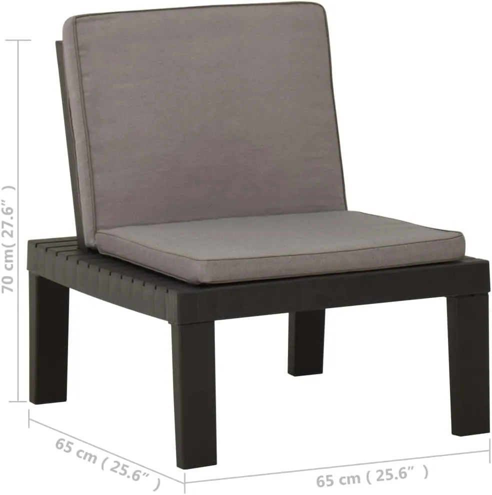 Patio Lounge Chair with Cushion Plastic Gray - Outdoor Chair for Patio, Garden, Deck, and Sunbathing - Lightweight, Easy-Clean Design with Removable Washable Cushions