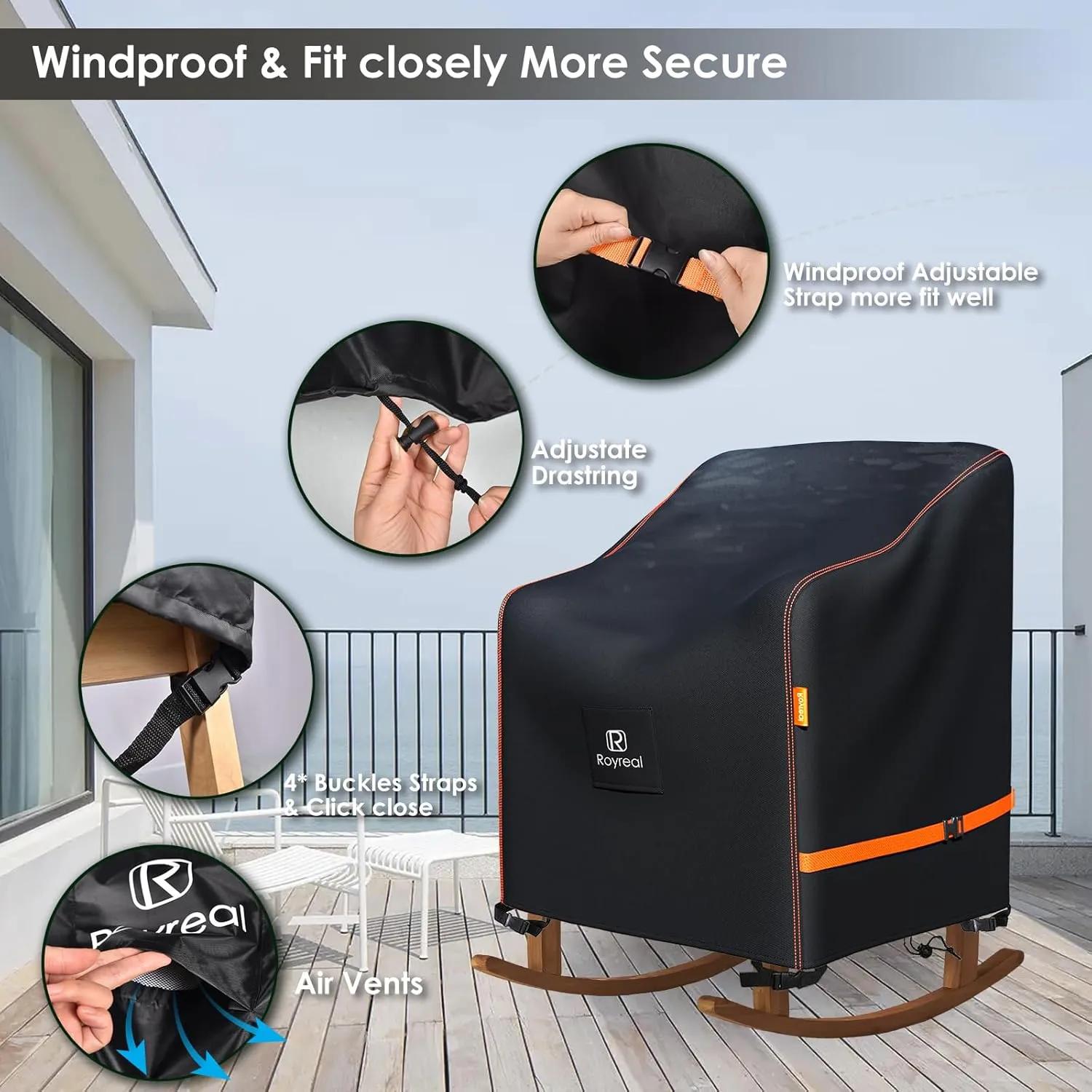 Patio Rocking Chair Cover 2 Pack Waterproof Outdoor Furniture Rocker High Back Chair Covers (2Pack 26" W*32.5" D*43" H)