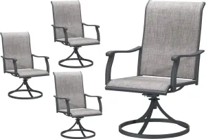 Patio Swivel Chairs Outdoor Swivel Rocker Dining Chairs with All Weather Textilene High Back Metal Frame for Backyard Deck Lawn Garden (Gray, Set of 4)