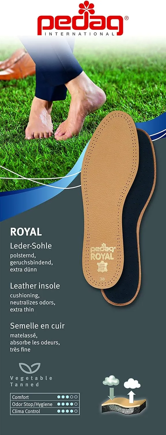 Pedag 102 Royal Vegetable Tanned Sheepskin Insole with Natural Active Carbon Filter, Slightly Padded with Latex Foam, Tan Leather, Men's 11