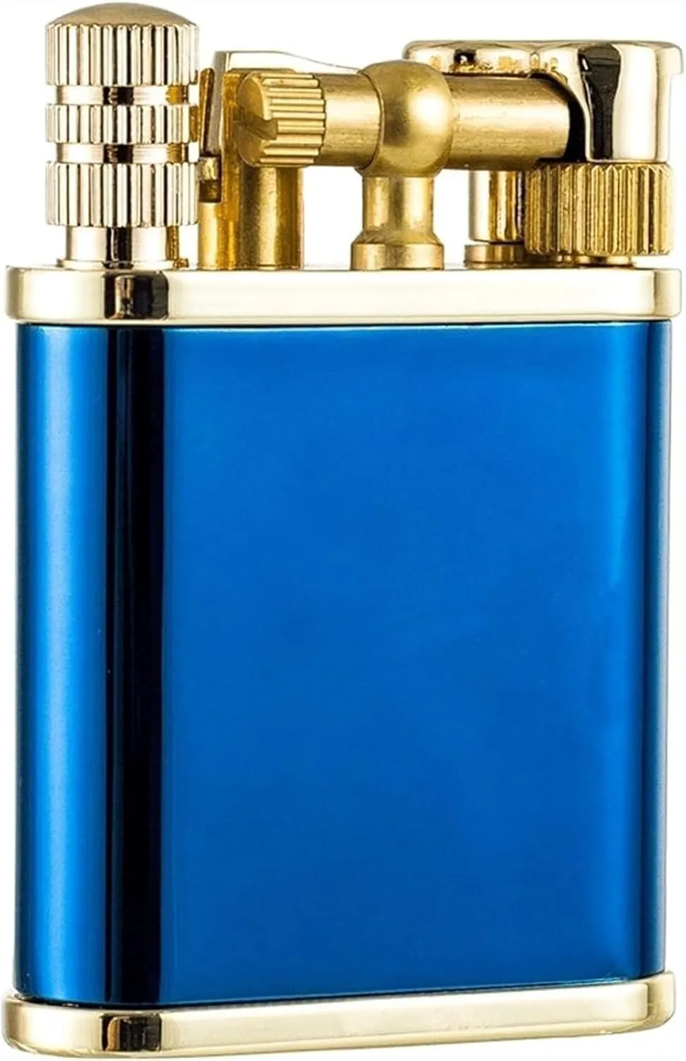Permanent Match Lighter Trench Lighter Soft Flame Antique Rocker Arm Flint Wheel Kerosene Lighter 2 in 1 Vintage Kerosene Lighter(Blue)