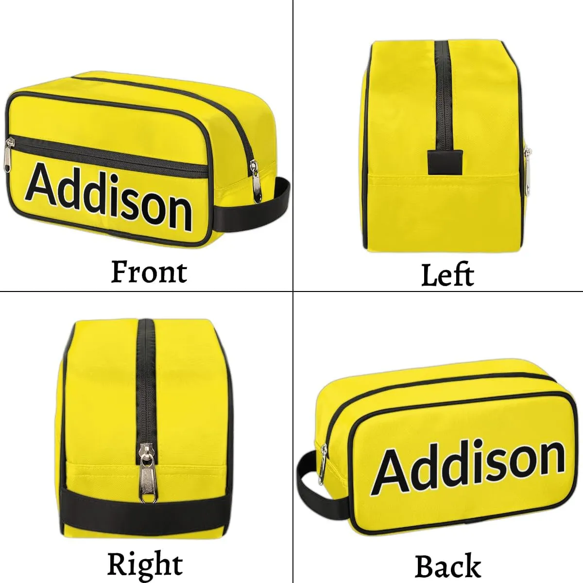 Personalized Toiletry Bag for Women Custom Name Waterproof Cosmetic Makeup Bag Shaving Bag for Men Bathroom Travel Storage Bags with Handle for Work, Bright Yellow