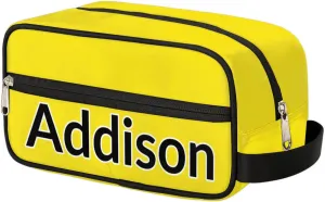 Personalized Toiletry Bag for Women Custom Name Waterproof Cosmetic Makeup Bag Shaving Bag for Men Bathroom Travel Storage Bags with Handle for Work, Bright Yellow