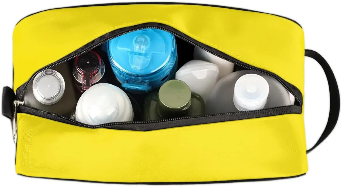 Personalized Toiletry Bag for Women Custom Name Waterproof Cosmetic Makeup Bag Shaving Bag for Men Bathroom Travel Storage Bags with Handle for Work, Bright Yellow