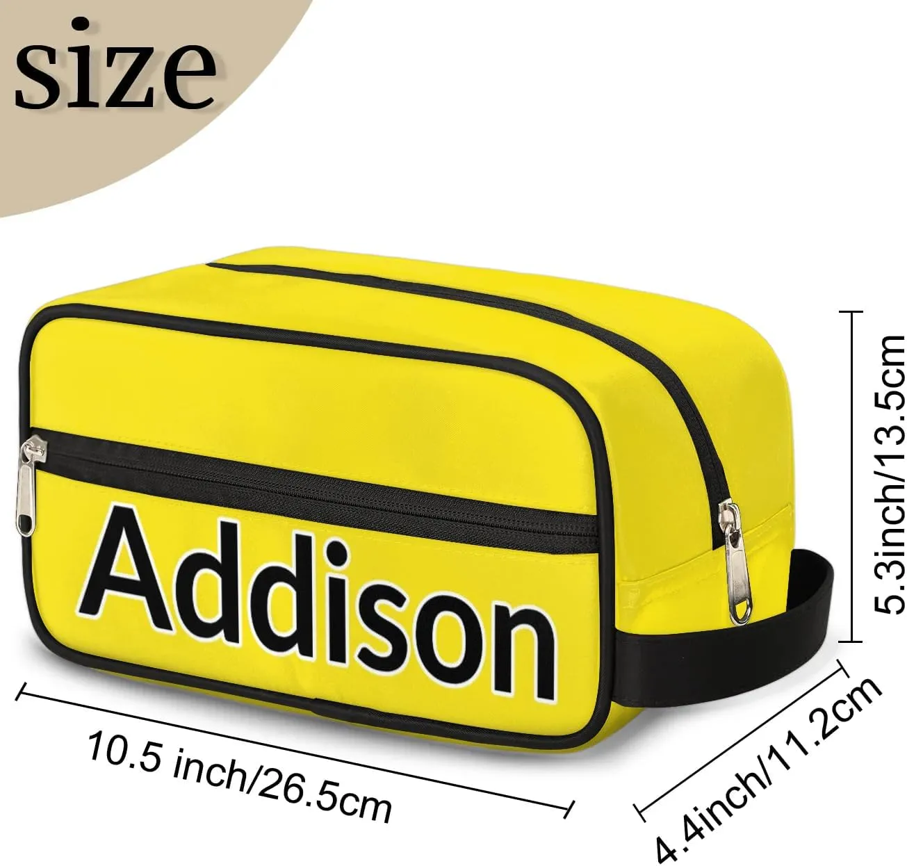 Personalized Toiletry Bag for Women Custom Name Waterproof Cosmetic Makeup Bag Shaving Bag for Men Bathroom Travel Storage Bags with Handle for Work, Bright Yellow