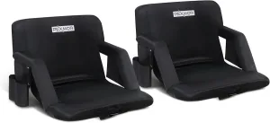 PEXMOR 2 Pack Folding Stadium Seats w/Back Support, 5-Reclining Position Bleacher Chair w/Cushion & Armrest, Portable Padded Stadium Chair w/Pockets, Carrying Bag
