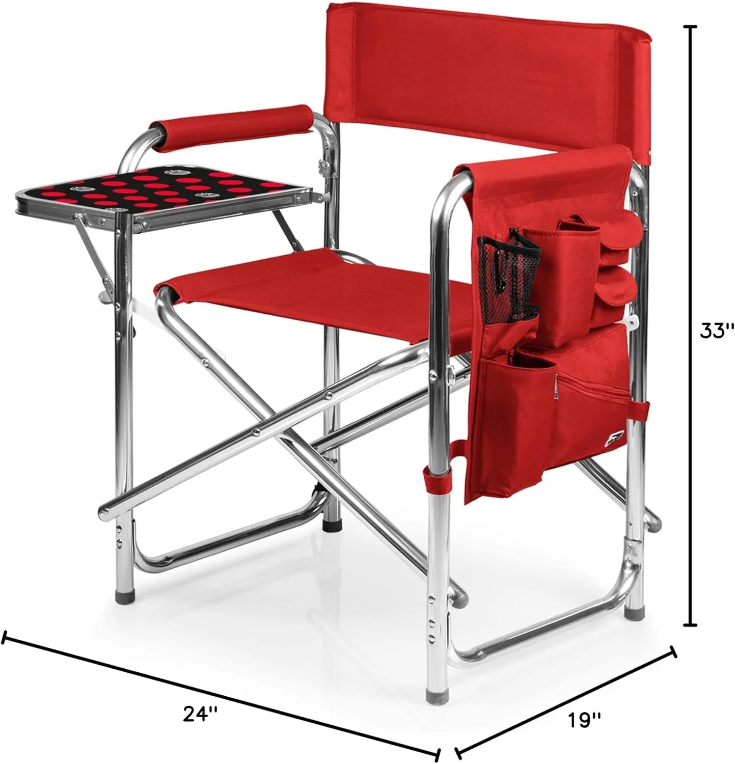 Picnic Time Disney Minnie Mouse Sports Chair With Side Table, Beach Chair, Camp Chair For Adults, (Red)