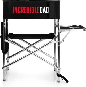 PICNIC TIME Disney Pixar The Incredibles Mr. Incredible Sports Chair with Side Table, Beach Chair, Camp Chair for Adults, (Black)