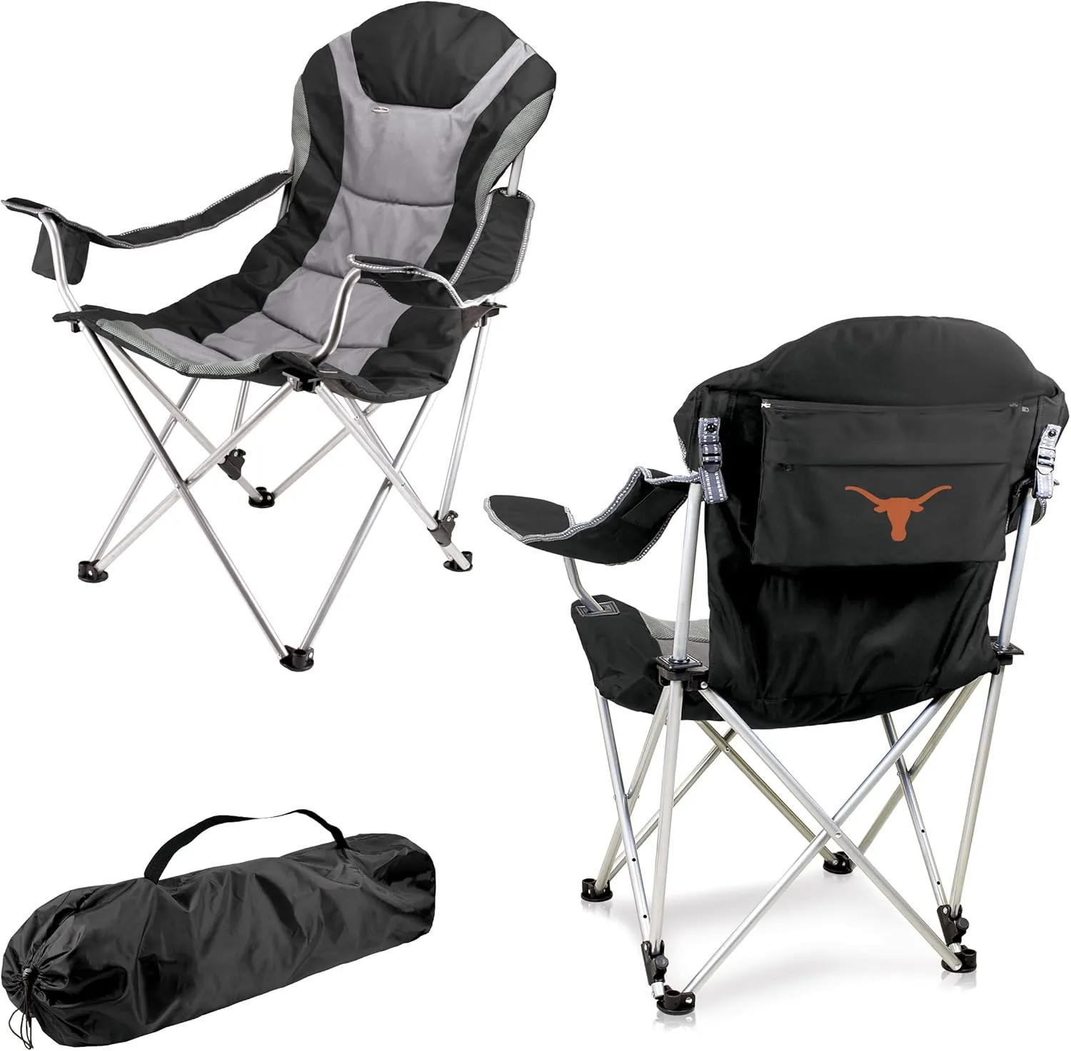 PICNIC TIME NCAA Razorbacks Reclining Camp Chair - Beach Chair for Adults - Sports Chair with Carry Bag