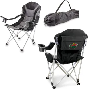 PICNIC TIME NHL Carolina Hurricanes Reclining Camp Chair, Beach Chair for Adults, Sports Chair with Carry Bag, (Black with Gray Accents)
