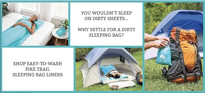 Pike Trail Sleeping Bag Liner – Travel and Camping Sheet, Lightweight and Compact Insert with Full Length Zipper and Guarantee