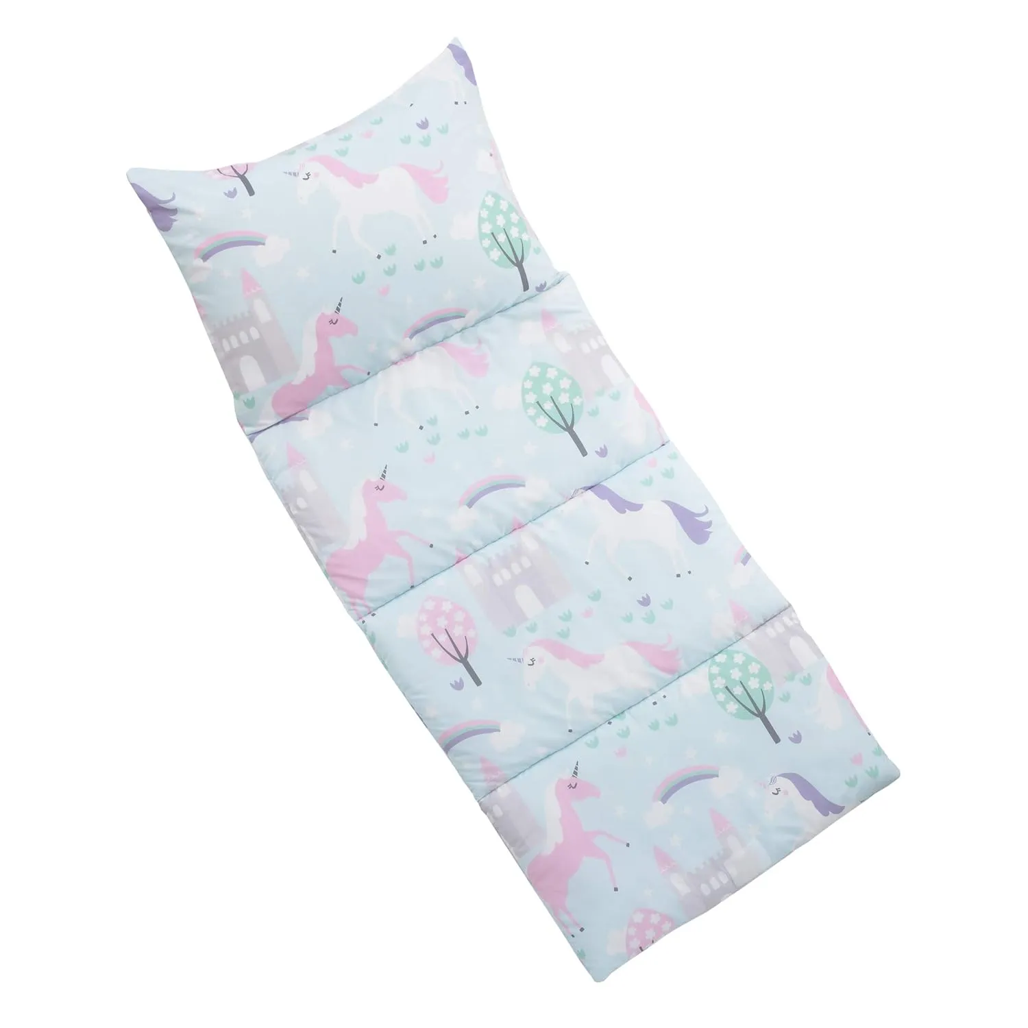 Pink, Light Blue and Lavender Unicorn Deluxe Easy Fold Nap Mat