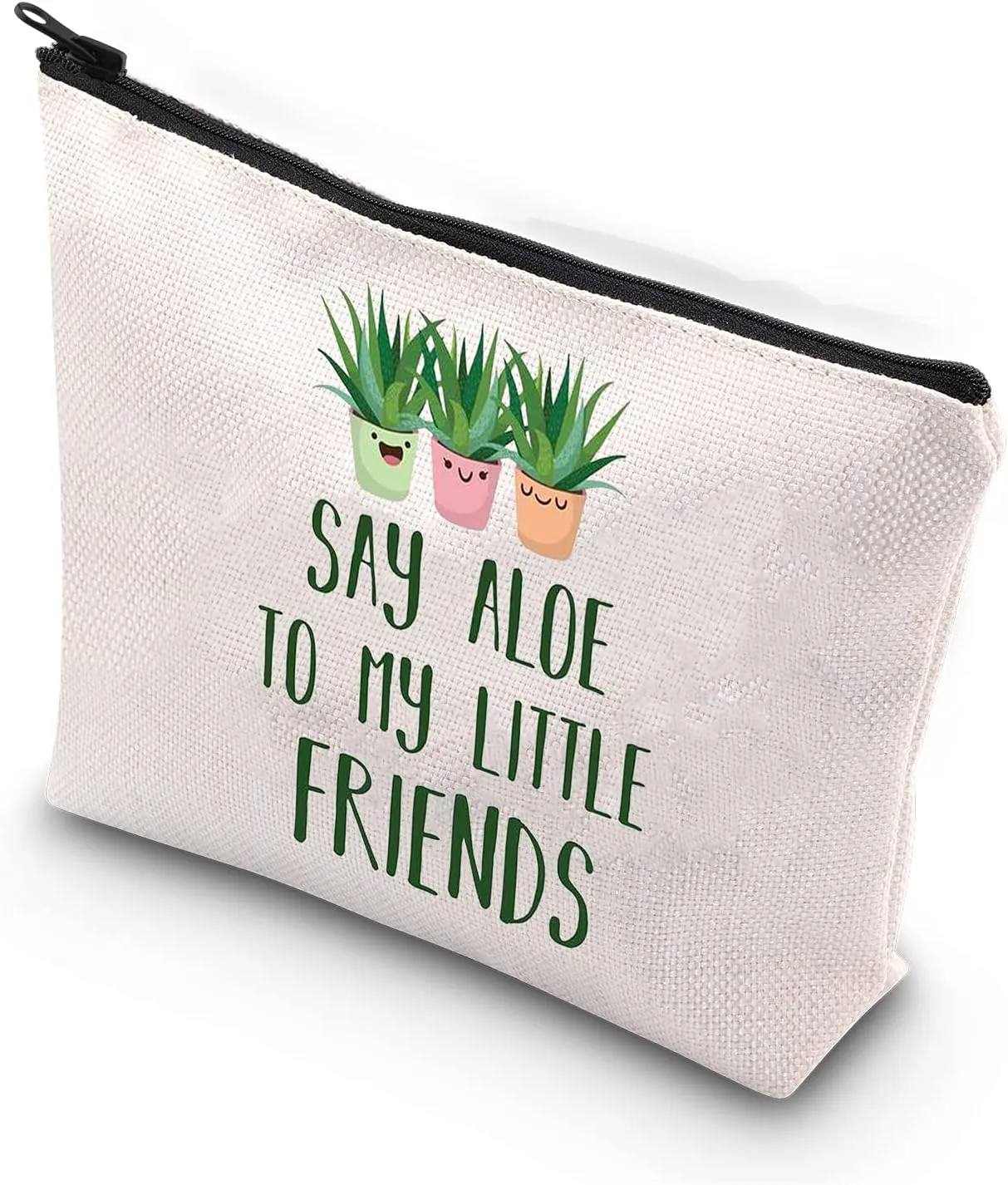 Plant Lover Makeup Bag For Gardener Plant Mom Succulent Planters Crazy Plant Lady Gifts Say Aloe To My Little Friends(Say aloe friends)