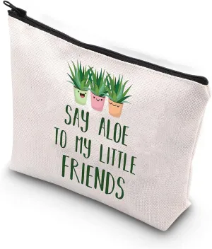 Plant Lover Makeup Bag For Gardener Plant Mom Succulent Planters Crazy Plant Lady Gifts Say Aloe To My Little Friends(Say aloe friends)