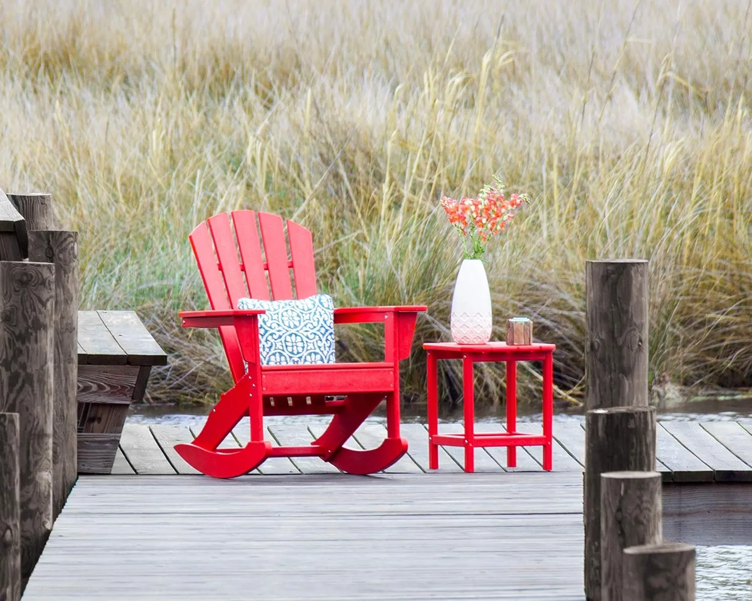 POLYWOOD® Palm Coast Adirondack Rocking Chair, Black