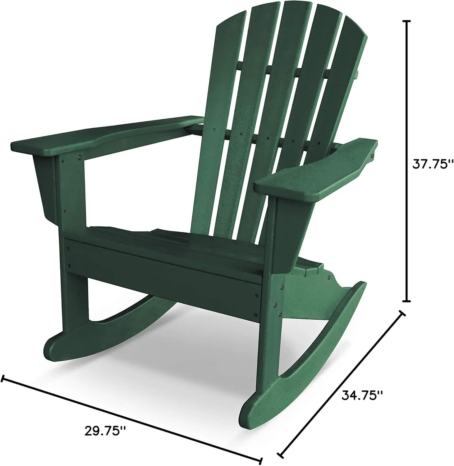 POLYWOOD® Palm Coast Adirondack Rocking Chair, Green