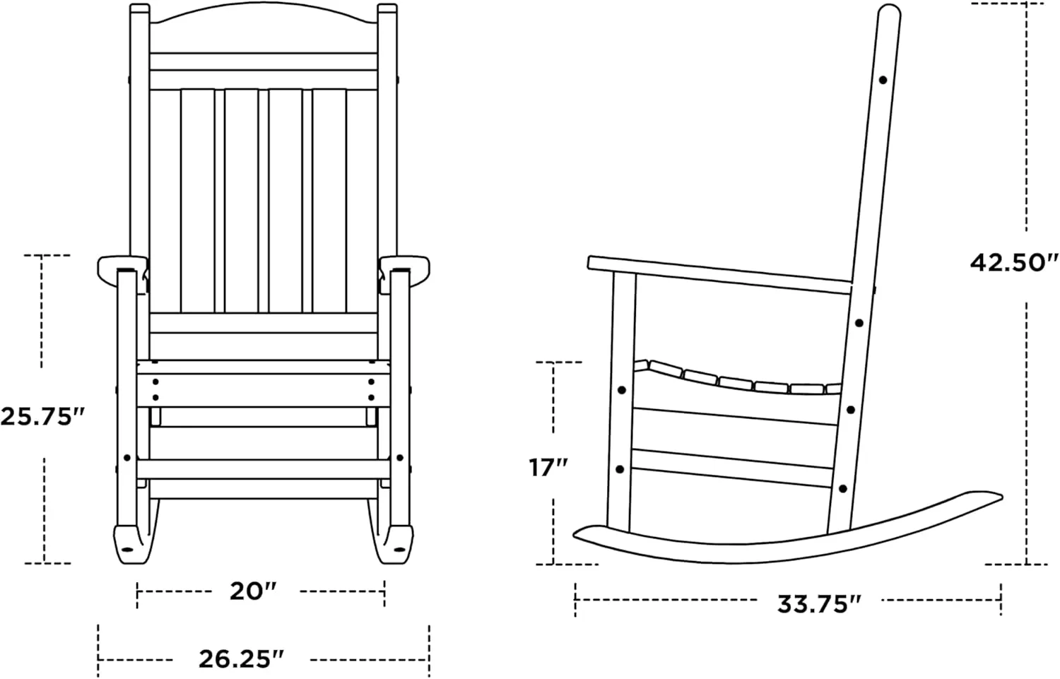 POLYWOOD R100GY Presidential Outdoor Rocking Chair, Slate Grey