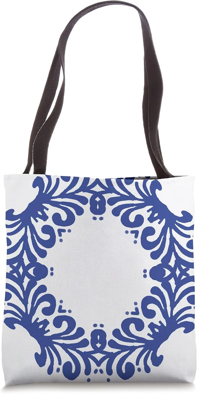 porcelain inspired motif - blue white abstract art Tote Bag