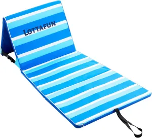 Portable Beach Chair with Back Support, Folding Lounge Chair for Adults Adjustable Beach Mat Lightweight Tanning Chair for Outdoor Sand Camping Sunbathing,1 pcs